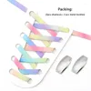 Shoe Parts Anti-Dropping Elastic No Tie Shoelaces Flat Laces For Kids And Adult Sneakers Quick Lazy Metal Lock Shoelace Strings