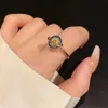 Anéis de banda inquiete anel giratório Mulheres Ansiedade Multi Crystal Flor Eye