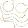 6pcs Gold Color Bracelet Set Boho Retro Twist Chain Cuban Chain for Women Gre presentes de joias de qualidade da moda 240417