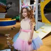 Mädchen Rüschen Prinzessin Kleid Kleinkind Infantil Hochzeitsfeier Prom Kleid Kinder Abend Brautjungfer Tulle 1 Jahre Geburtstag rosa Kleider 240412