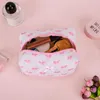 Kosmetiska väskor söt båge mönster makeup väska med dragkedja toalettartar bomull quiltad arrangör lagring estetik för kvinnor och flickor