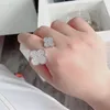 Luxe diamantring ontwerper Open ringen voor vrouwtjes 18K Nieuwe dubbelzijds roterende vierbladige colver bloemenmotief ring Moeder van parel met doos 15 mm 25 mm maat zilver