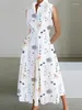Casual Kleider Meerjungfrau Kleid Pendler 2024 Sommer Europäische amerikanische V -Neck -Damen Knöpfe Design Fashion Vintage Polka Dot