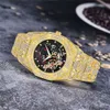 Hip Hop Homens Homens roubou Diamond Hand Definindo relógios de moda Round VVS Moissanite Watch