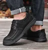 Sapatos casuais lihuamao vaca couro de couro browofer ao ar livre tênis oxford sneaker cleace up street style