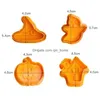 ベーキング金型4PCSハロウィーンクッキースタンプビスケット金型3Dカボチャゴーストテーマプラスチックカッタープランジャーフォンダンモックケーキデコレーションdrdhjys
