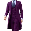 Ternos masculinos Blue Royal Long Tail Long Tail 3 Peças Gentleman Homem Male Moda noivo Tuxedo para casaco de baile de casamento Coloque com calça