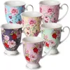 Mokken Btat Coffee Cup 12 oz 6 Sets Floral Cup Ceramic Bone China Tea Cup Coffee Cup Set grote koffiekopje J240428