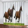 Rideau 3d imprimé moderne Running Animal Horse salon rideaux 2 pièces Fenêtre d'ombrage pour décoration de chambre à coucher