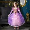 子供の少女ラプンツェルドレスキッズガウンドカーニバルプリンセスコスチュームバースデーパーティーガウン服の服210年240424