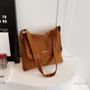 Schoudertassen winter corduroy tote crossbody tas mode eenvoudige pendelende onderarmtextuur van westerse stijl