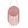 Kvällspåsar tassel liten rund väska för kvinnor 2024 sommar bomullsrep axelväska strand boheme bali handväska crossbody bolsos