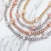 Hip Hop 925 Sterling Silver Rose Gold Plated 8mm Butterfly Chokers Halsband Iced Out Moissanite Cuban Chain