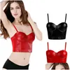 CAMISOS Tanks S-6XL Leather Bustiers y Gothic Corset Crop Tops Dames Summer Camis Plus Maat Bra Vest Mouwloze bralette Tees Zwart OTXFC