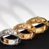 Designer Luxury Jewelry Ring Vancllf High Edition Sterling Silver S925 Light Micro Set Diamond Kaleidoscope bred och smal 18K Rose Gold för kvinnor