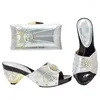 Dress Shoes Italian Women And Bag Sets Arrival Gold Color Sales In Matching Decorated With Rhinestone