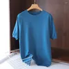 Herren T-Shirts Superfine Merino Wolle Hemd Stricke O-Neck kurzärmelig atmungsaktueller dünner Kaschmer Tee Solid Color Tops Ropa de Hombre