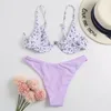 Set di bikini da bagno femminile set sexy stampa floreale viola push up costume da bagno sotto cablato da bagno ad costume da bagno ad alto taglio 2024 Mujer Biquini