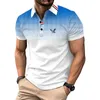 Hommes à manches courtes Polo Summer Gradient Color Golf Tops 240426