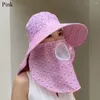 Beralar Yüz ve Boyun Sunhat Fashion Wide Brim UV Koruma Şapkası Güneş Açık