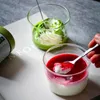 Bols en verre avec couvercles en plastique tasses de pudding transparent fruits maison house contenants en verre pour salade dessert les collations de rangement alimentaire bols