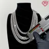 Stock 10Mm 15Mm 18Mm Sier Hiphop Iced Out Moissanite Cuban Link Chain