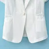 Summer Korean Fashion Women Blazer Coats Krótkie rękawowe ochrona przed słońcem Slim Casual Jacket Kombinezon znany panie na szczycie 240417