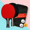 Paddles de tenis de mesa 2 raquetas 3 bolas Ping pong Jugador profesional con bolsa para el torneo Juega 240419