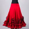 Jupe de danse de salon rouge de la sur scène Femme Flamenco Elegant Waltz tenue Costume de robe espagnole Extoïque JL2493