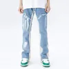 Cyber Y2K Fashion Washed Blue Baggy Flared Jeans Pants For Men Clothing Straight Hip Hop Women Denim Trousers Ropa Hombre 240415