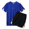 Zomersportset Heren Ademend snel drogen vaste kleur Casual afdrukkende ronde nek grote t -shirt paar korte mouw c 240426