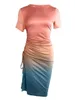 LW Plus -Size -Kleider Sommerstufe Drawess Riched Bodycon Kleider hoch geteilt Mode Bodyshaping Female Vestidos 240419