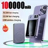 Cep Telefonu Güç Bankaları 2024 Sıcak 100000mAh Kablosuz Güç Paketi Manyetik Qi Taşınabilir Güç Paket C Tipi Hızlı Şarj Cihazı İPhone 15 14 13 Samsung MacSafe J240428