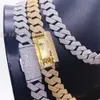 15-20mm 4 rader VVS Moissanite Sterling Silver 925 Diamond Chain Cuban 18K Rose Gold Plated Cuban Chain