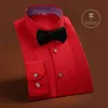 MENS DRESSE SHIRTS MEN TUXEDO SLIM FIT Lång ärm Solid Mtiple Colors Brideroom Formal Tops Bow Tie inkluderade Y230927 Drop Delivery App Dhofc