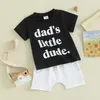 Ensembles de vêtements pour tout-petit bébé garçon des vêtements d'été à manches courtes papa s petit mec tshirt haut de taille élastique solide set 2 pcs décontractée