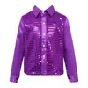 Jackets Kids Boys Hip Hop Jazz Dance Kostuum Lange mouw Shiny Parrenin Shirt Top Ballroom Disco Party Choir Stage Performance Dancewear