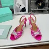 Water Diamond Fairy Transparent Crystal High Slim Talons, Fish Mouth Back Air Sandales, Femme Summer 2024 Nouvelles chaussures de mariage