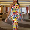 Casual jurken grappige letter print maxi jurk lange mouw nautische signaal vlaggen trendy bodycon party woman ontwerpvestido