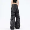 American Baggy Jeans Spider Web Ragged Edge Mens Design Explosive Street Loose Casual Pants