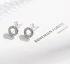 Stud Earrings Women's Fashion Simple Circle Cross Silver Plated Cocktail Party Zircon Ear Jewelry Xmas Gifts