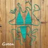 Ställ in mikrobikini sexig solid ihålig tjej strand solbad virkning badkläder kvinnor baddräkt biquini stickning thong bikinis monokini