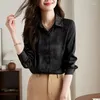 Blouses feminina de alta qualidade cetim estilo chinês camisa chica