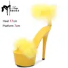 17CM Fur Womens Party Shoes Fashion Summer Sexy Exquisite Open Toe Ladies Shoes Female Stiletto Super High Heel Sandals 240425