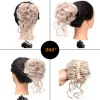 Chignon sentetik saç topuz dağınık scrunchies saç parçası aksesuarları pençe klip chignon kıvırcık saç elastik saç bandı kadınlar için