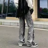 Ropa Grunge Y2K streetwear bagliote bagliori vacili impilati pantaloni da uomo abbigliamento hip hop gamba larga pantaloni in jeans strappato MODA HOMBRE 240420