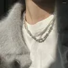 Choker imitacja imitacja Pearl Pearc Naszyjnik podwójna warstwowa magnetyczna klamra szyi w łańcuch biżuterii Prezent biżuterii