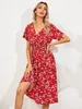 Robe à manches courtes à imprimé floral pour femmes 1116