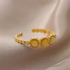 Anelli di nozze anello di pietra gialla geometrica per donne inossidabile colore oro in oro anello di pietra regolabile ad anello di matrimonio estetico gioiello bijoux femme