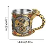 Mugs 1 vintage stainless steel cup medieval steam punk dragon coffee cup mechanical dragon beer drink Fathers Day mens gift J240428